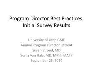 Program Director Best Practices: Initial Survey Results