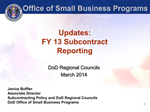 Training eSRS: "Updates: FY 13 Subcontract Reporting" by Ms