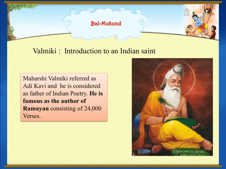 Presentation On Valmiki