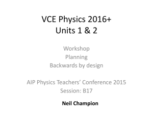 Units 1 & 2: Planning a course for 2016