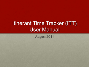 Itinerant Time Tracker (ITT) User Manual
