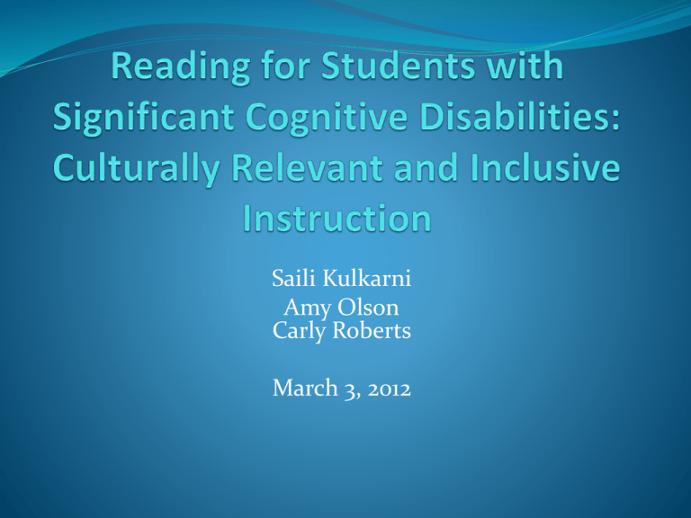 Reading For Students With Significant Cognitive Disabilities