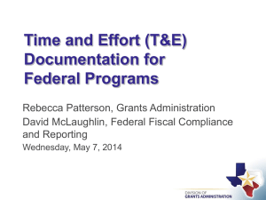 Time and Effort (T&E) Documentation for Federal Programs