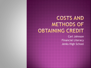 Costs and methods of obtaining credit