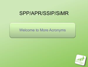 SPP/APR/SSIP/SiMR