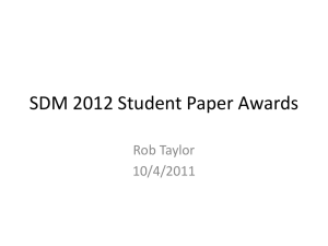 5 - Taylor - SDM 2012 Student Paper Awards