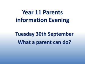 Year 11 Parents information Evening