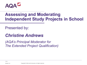 Assessing and Moderating Independent Study Projects in School