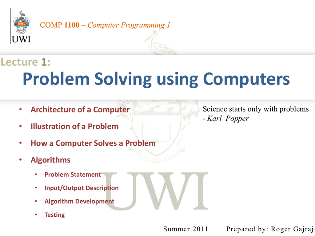 unit 1 problem solving and computing