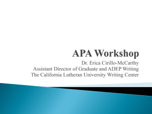 APA Workshop - California Lutheran University