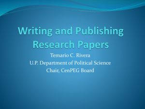 Research and Publishing PowerPoint Presentation by Prof. Temario