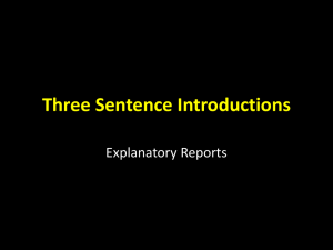 Three Sentence Introductions