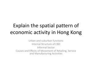 Explain the spatial pattern of economic activity in Hong Kong Urban