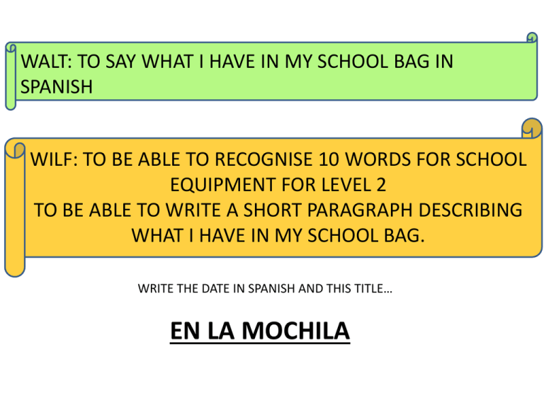 How Do You Say School Bag In Spanish