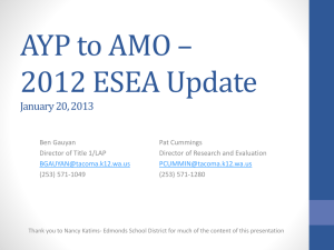 AYP to AMO – 2012 ESEA Update January 20, 2013