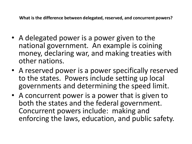 What Is The Difference Between Delegated Reserved And Concurrent