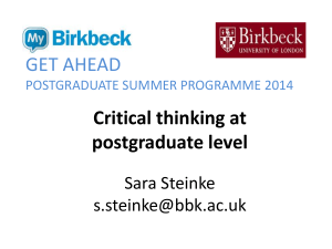 Critical thinking at postgraduate level