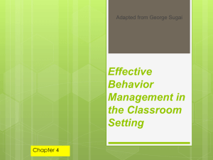 Effective Behavior Management in the Classroom Setting