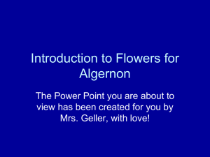 Introduction to Flowers for Algernon