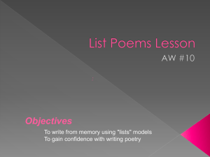 list poems lesson 2012