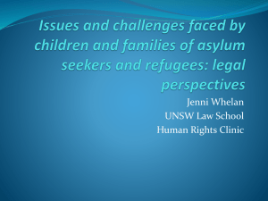 Issues and challenges faced by children and families of asylum