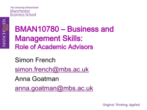 BMAN10780 * Business and Management Skills: Role of Academic