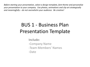 BUS 1 - Business Plan Presentation Template