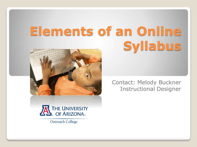 Elements Of An Online Syllabus U