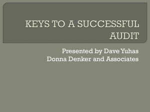 KEYS TO A SUCCESSFUL AUDIT - Donna Denker & Associates