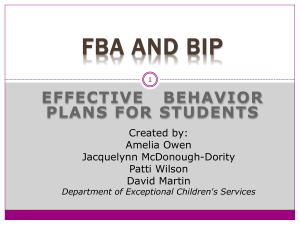 Initial Line of Inquiry: - FBA-behaviorsupport