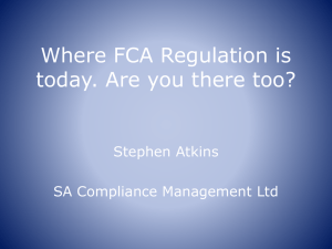 Where FCA Regulation is today