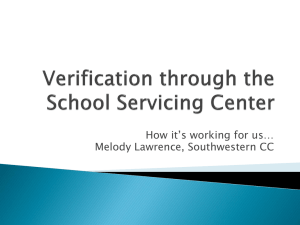 Verification with the School Servicing Center