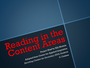 Content Area Reading with ELLS