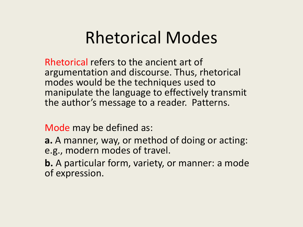 examples of rhetorical mode essay