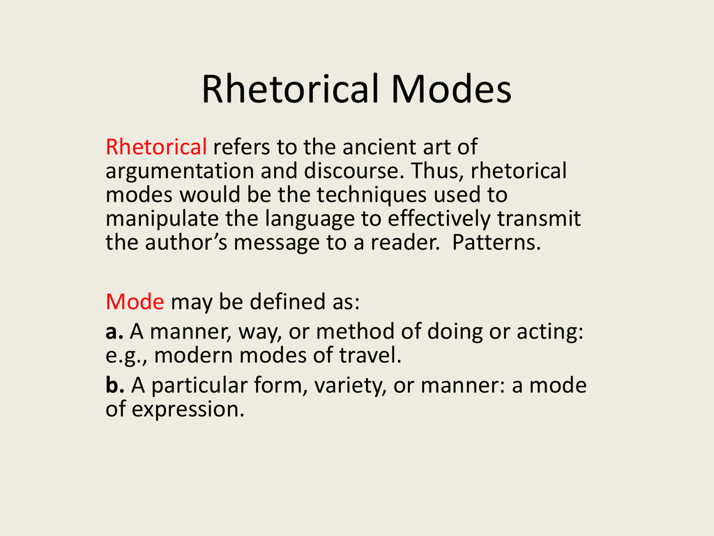 Rhetorical Modes