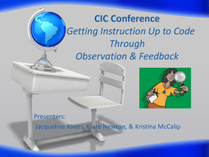CIC Conference Landscaping Instruction Through Observations