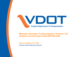 MITS and PLAID - Virginia Department of Transportation