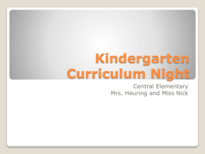 Kindergarten Curriculum Night
