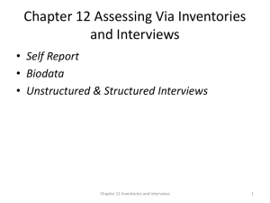 Chap 12 Assessing Via Inventories and Interviews: Self