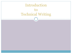 Introduction to Tech Writing