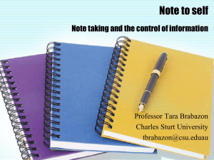 Note taking and the control of