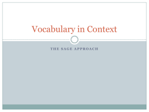 SAGE Approach to Vocabulary