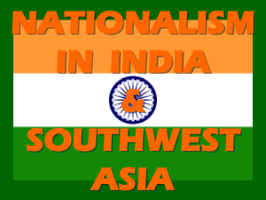 NATIONALISM IN INDIA & SOUTHWEST ASIA