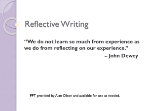Reflective Writing for Portfolios