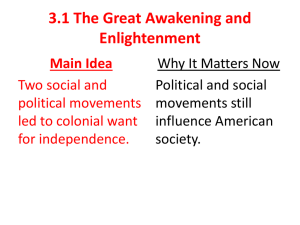 3.1 The Great Awakening and Enlightenment Main Idea