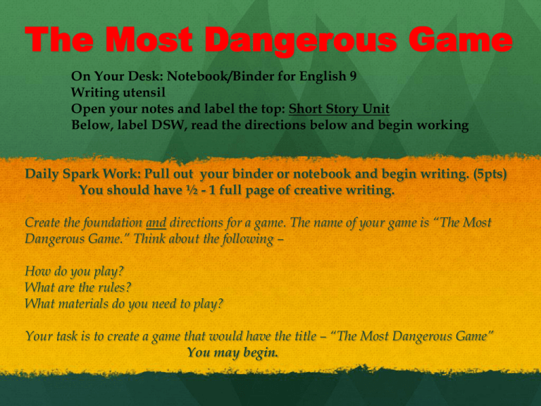 most dangerous game essay questions