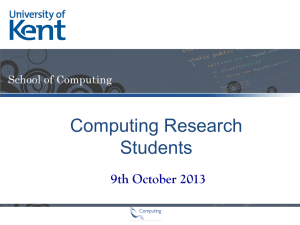 9th October 2013 - School of Computing