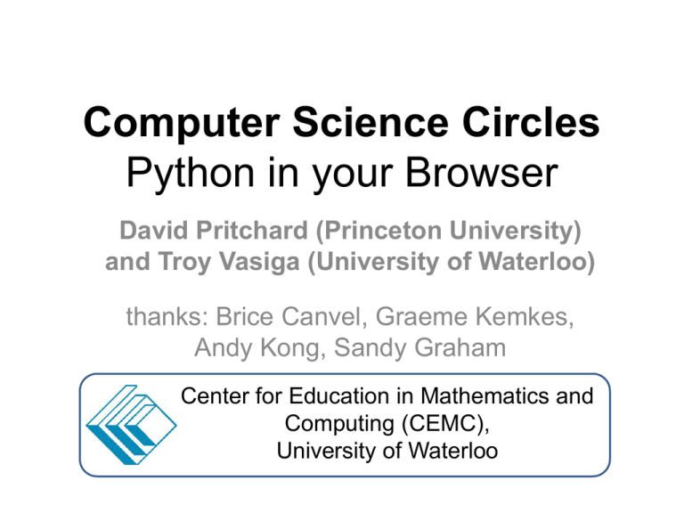 CS Circles Learning Python In A Browser