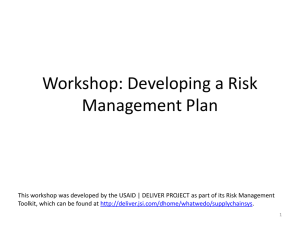 Workshop: Developing a Risk Management Plan