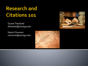 Research and Citations 101 - The University of West Georgia